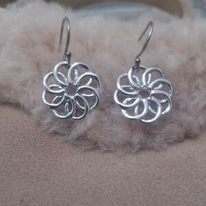Elegant Silver Floral Earrings